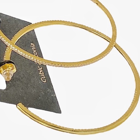 Rachel Zoe CZ GP Hoop Earrings - Picture 4 of 4